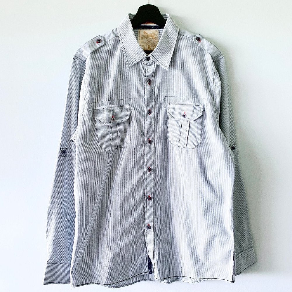 Sovereign Code Striped Pockets Button Front Shirt